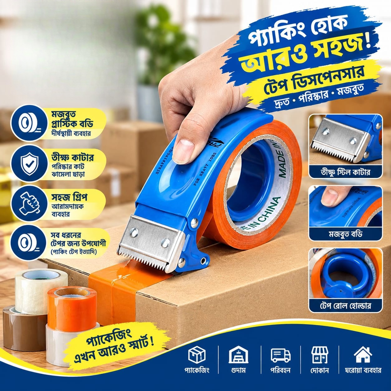 Packing Tape Dispenser with Cutter