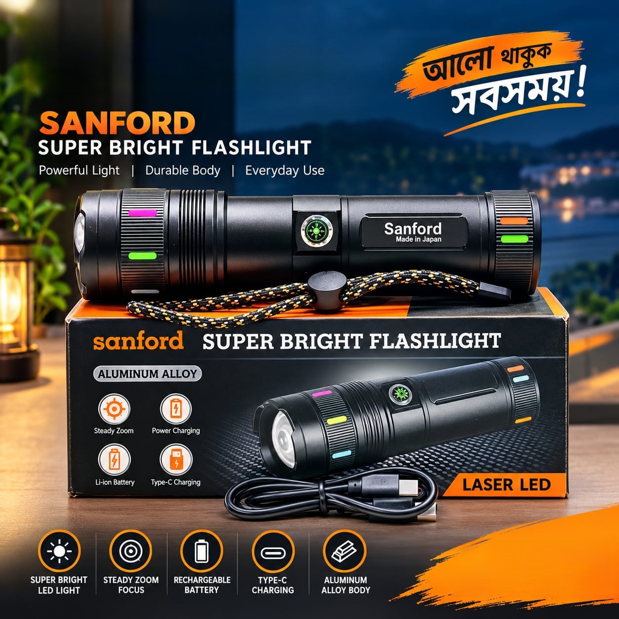 Sanford Super Bright Rechargeable Flashlight
