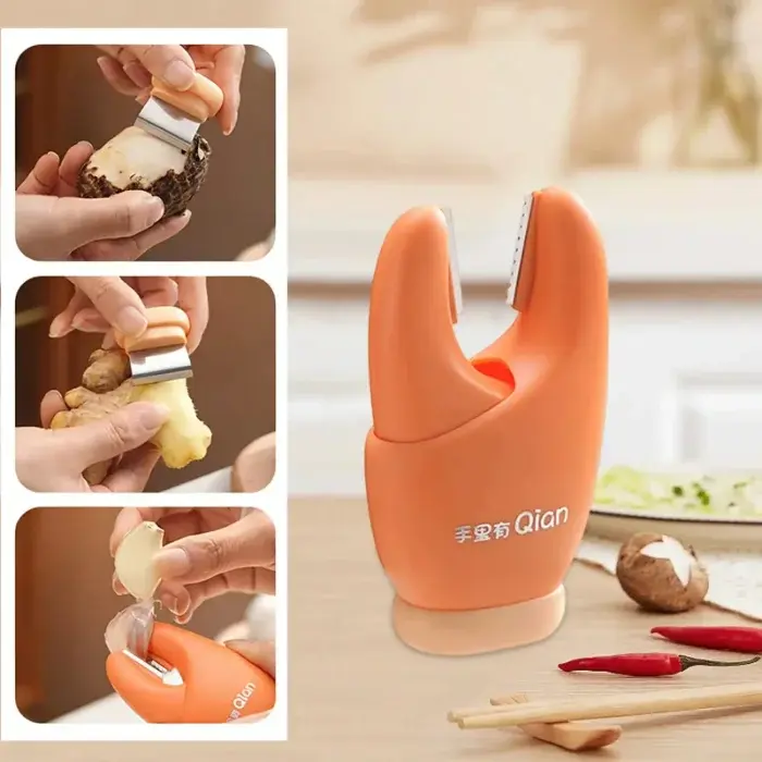 Creative Finger Guard Vegetable & Fruit Scraper - আঙুল সুরক্ষিত রেখে সহজে খোসা ছাড়ানোর স্মার্ট কিচেন গ্যাজেট