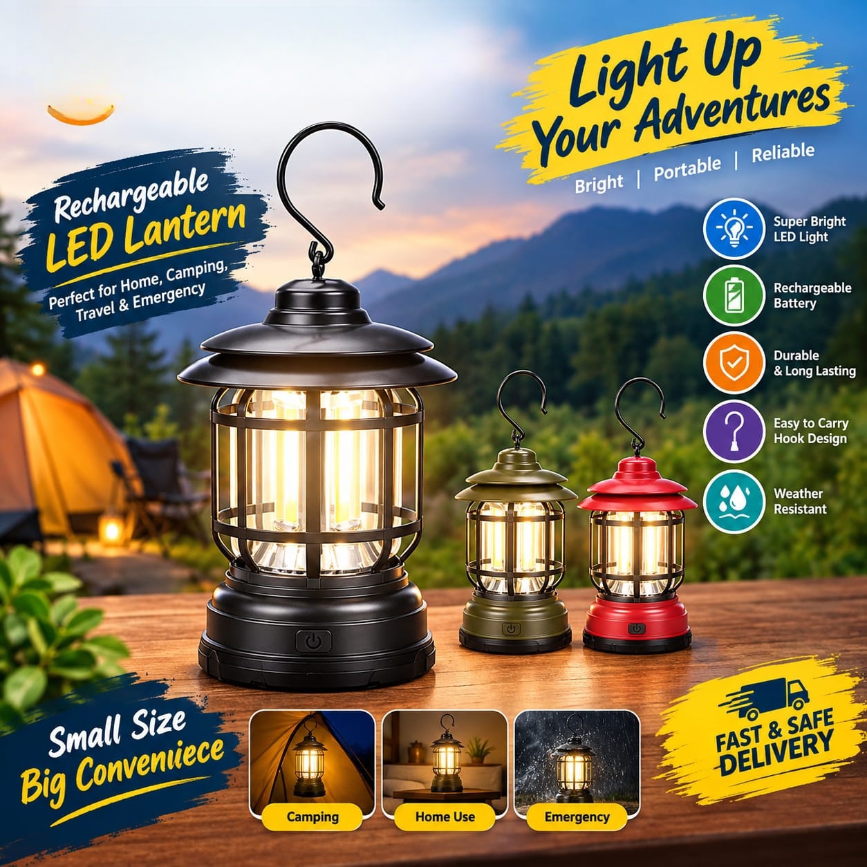 Rechargeable Vintage LED Camping Lantern