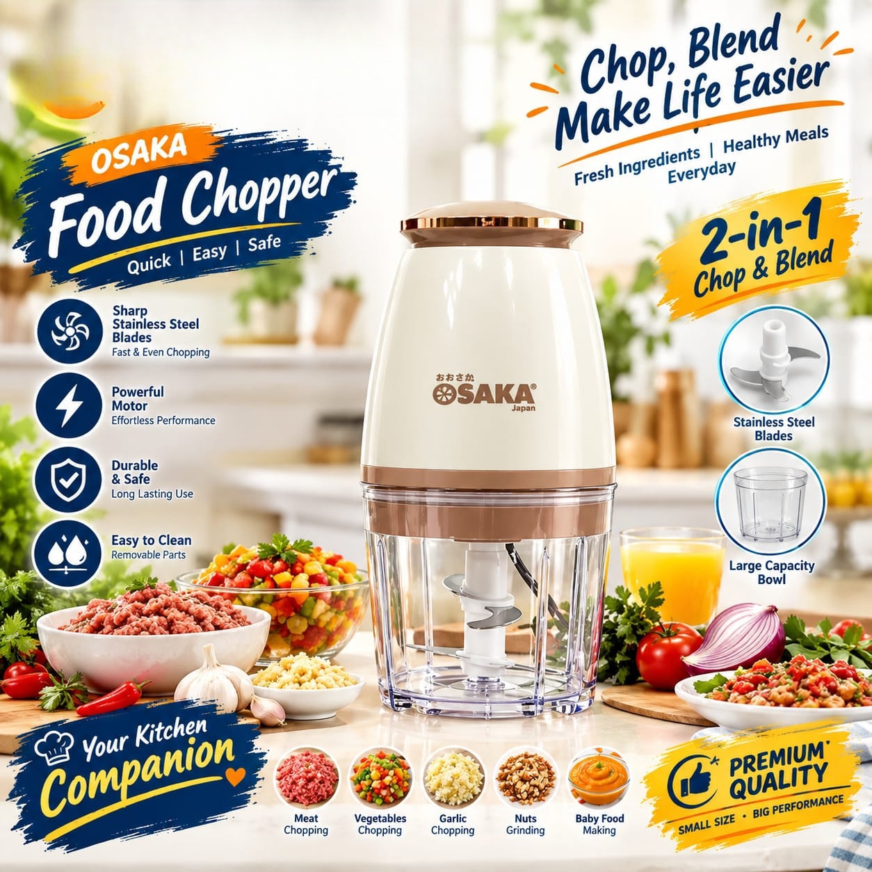 OSAKA Japan Technology Electric Food Chopper