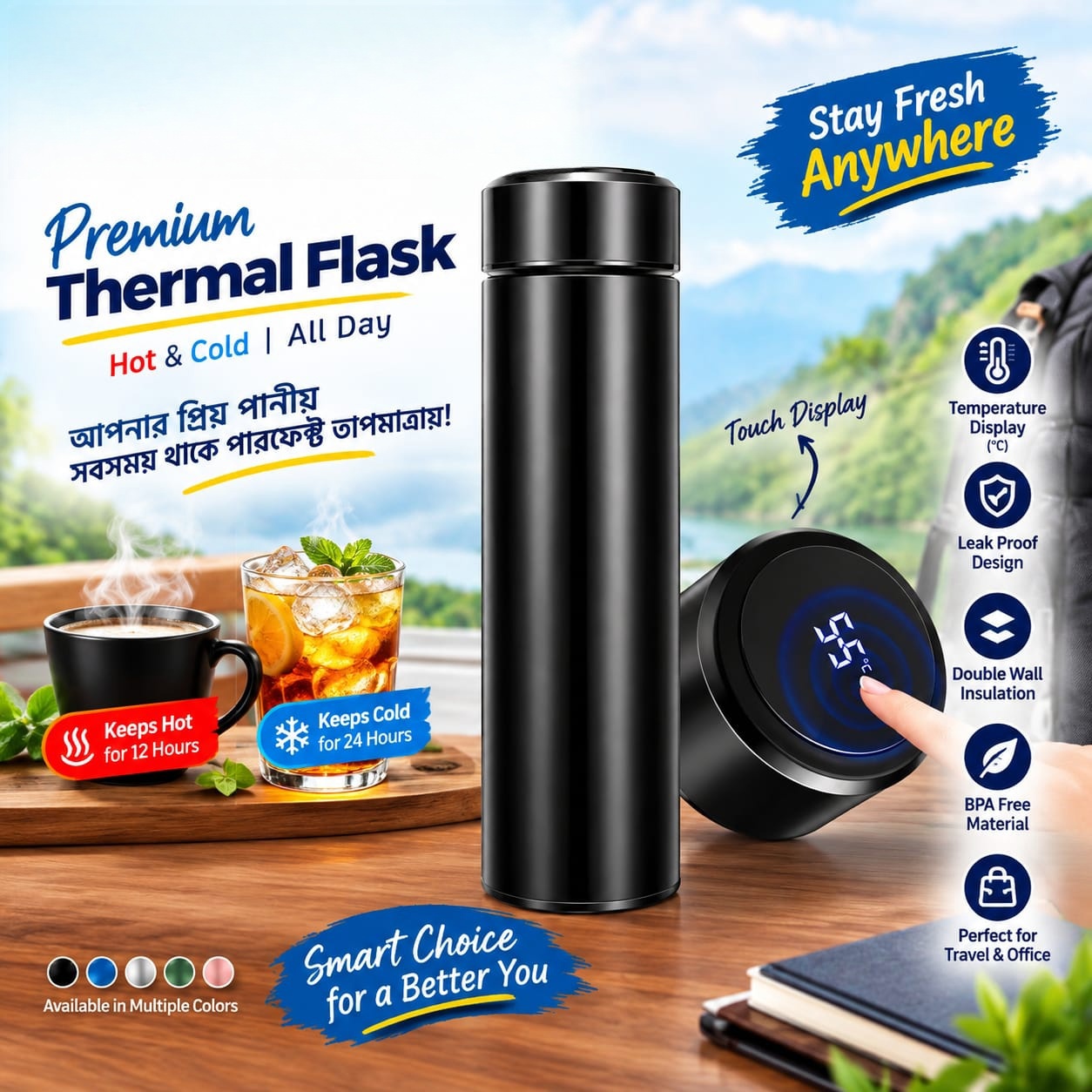 Premium Smart Thermal Flask with Temperature Display