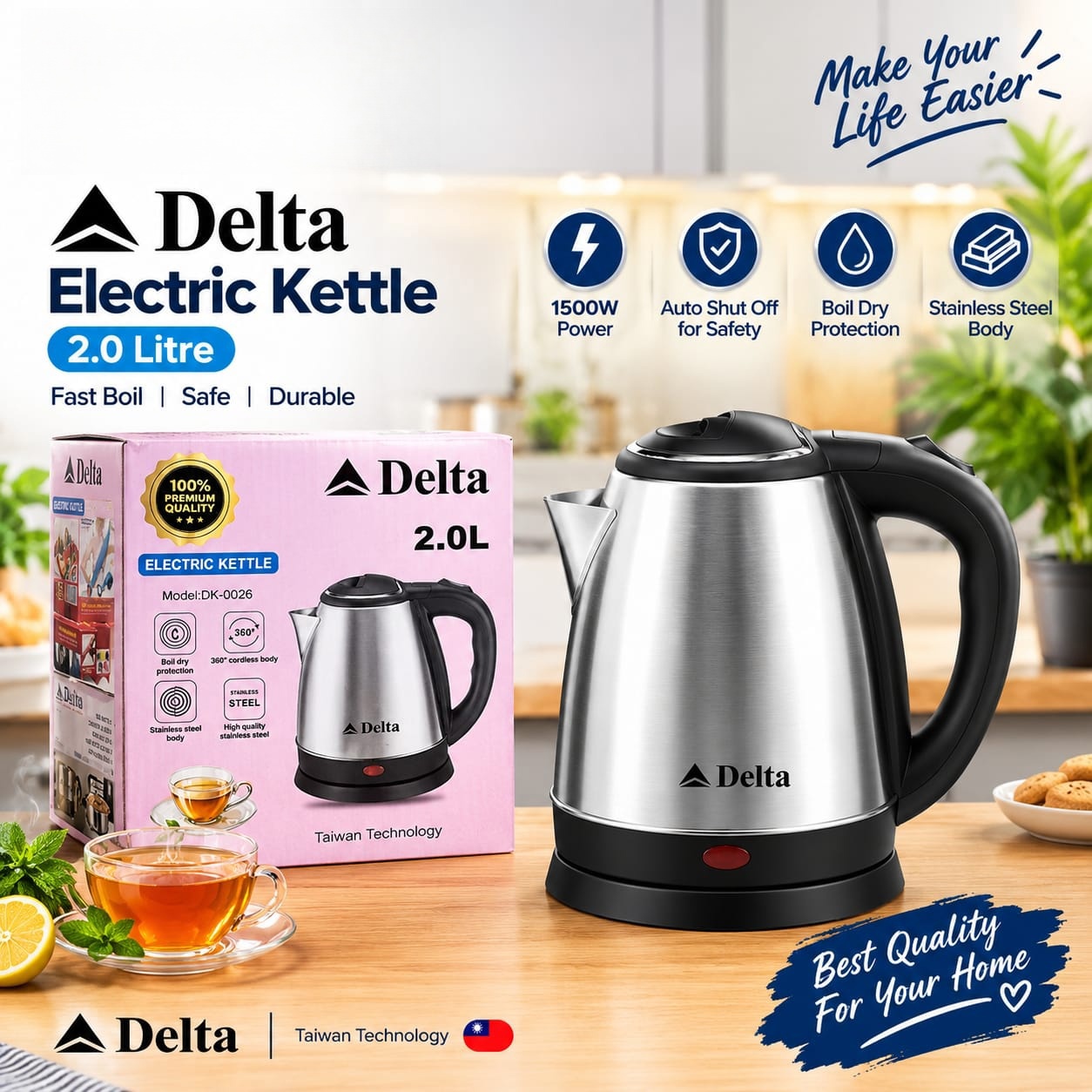 Delta Electric Kettle 2.0 Litre