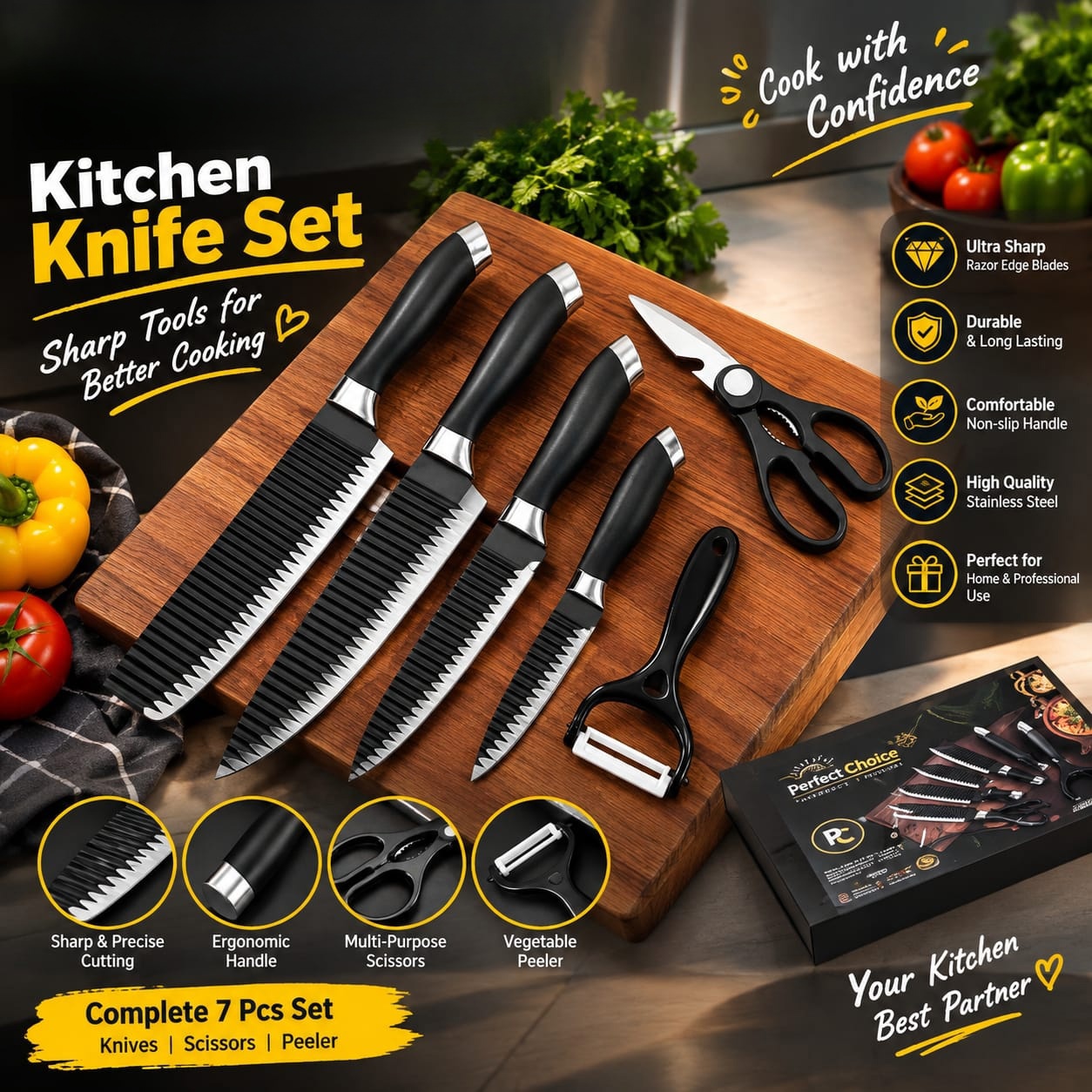 Kitchen Knife Set (7 Pcs)